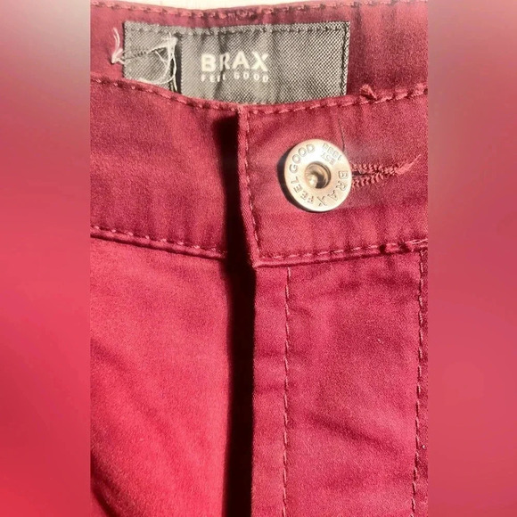 BRAX cooper fan MTWA burgundy comfortable casual lightweight 5 pocket pants 34 - Picture 3 of 6